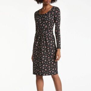 Boden Women's Mabel Jersey Dress Long Sleeve Waistband Poppy Print Size 12 Long